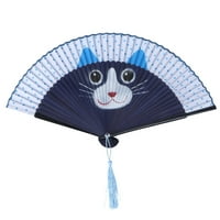 Žene hlađenje Fan Cartoon Cat uzorak sklopivi ventilator ukrasni ventilatorski zalihe plave boje