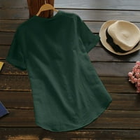 Ženska kardigan ženska pamučna posteljina casual majica s kratkim rukavima za bluzu za bluzu na vrhu