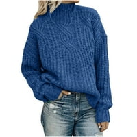 Dame džemper za torteck modni čvrsti kabel pletene džemper kornjače za ženske pulovere s dugim rukavima