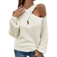 Pulover džemperi za žene djevojke pulover džemperi obrezirani rukav bež xl