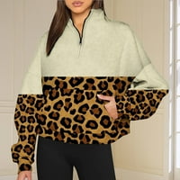 Dianli pulover džemperi za žene Leopard Print V-izrez dugih rukava na duksevi duksevi Ležerne prilike