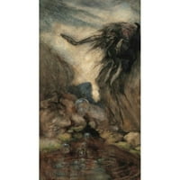 Arthur Rackham Crni moderni uokvireni muzej umjetnički print pod nazivom - vještica bazen