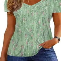Luxplum dame Ljetni vrhovi V izrez Majica Cvjetni print majica Loose Tee Dailyer Tunic Bluse Pink XL