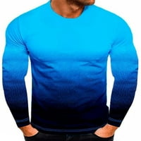 Muški T majica Crew Crt Majica Dugi rukavi Tors Muns Casual Pulover Sport Basic Tee Blue XL