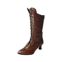 Žene srednje telefne čizme - cipele zimske tople visoke pete Ležerne prilike Retro britanskog stila