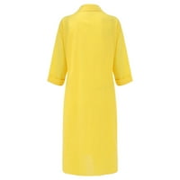 Yuelianxi ženska haljina V izrez dugih rukava labav ležerni sa džepovima Prednji gumb