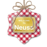 Ornament tiskani jedno oboren žuti put sa dobrodošlicom u Neuss Božić Neonblond