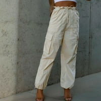Ženske hlače Modni labav teret retro multi džep niska struka kopča za svinjsku kopču Slim ravne tkane