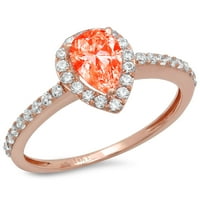 1.32ct kruška rez crveni simulirani dijamant 14k ružičasti ružičasti zlato ugraviranje izjava bridalna