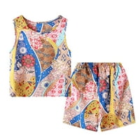 B91XZ Baby Girl Outfits Deca Dečji dečji dečki modni cvjetni 3D printova bez rukava kratke hlače Girls,