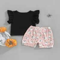 Wybzd novorođenčad Halloween Outfit Boy Girl Chible Pumpkin Ghost Ispis Majica Vrhovi visoki struk Ležerne