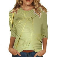 Koaiezne majice za žene Trendy ženska posada vrata tri četvrtine rukava s košuljama listov ispis labavih