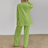 Ležerna odjeća za žene - posteljina dugih rukava dolje majica + bljeskalice nazive široke hlače za noge postavlja uličnu odjeću