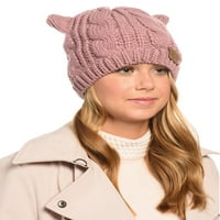 Emmalise Ženska dvokrevetna pom pom Beanie Topla Winter Plit Hat - Crochet Cat uši - Khaki