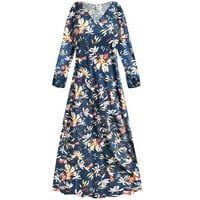 Plus size Petite ženski Fhighly Visoki V- izrez sa haljinom s dugim rukavima Ponoćna plava magnolija