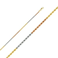 Welingsele 14K Tri Color Gold Polirani čvrsti čvrsti konop Dijamantna ogrlica od lanca - 20