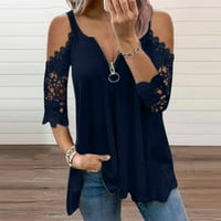 Žene Ljeto Slatka majica Ležerne prilike CALCE Half Sleevev-izrez Zipper šuplje majica Bluza Bluze za
