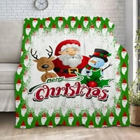 Božićni Xmas Santa Snowman Fleece prekrivači bacaju pokrivače za kauč i krevet, plišani ugodno nejasno