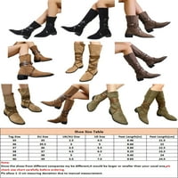 Daeful Dame Vintage Cipele Chunky Srednji teletski čizme Multi-Strap Western Cowgirl Boots Fashion Retro