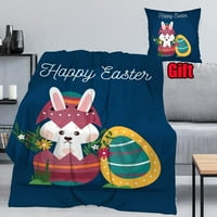 DiCasser Happy Eastery Bunny prekrivači sa jastukom mekom toplim ugodnim laganim dekorativnim ćebadima