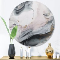 Art DesimanArt Bijeli i sivi zadivljujući mramor I apstraktni metarski metalni okrugli zidni umjetnost