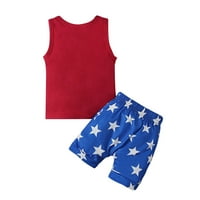 Pejock Baby Girls Outfit Outfit Majica Shorts Sets Kids Fashion 4. jula Stripe Star Stripe prsluk prsluk