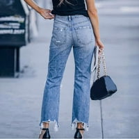 Haxmnou High Sheist Moda nevoljena povremena ženska raketa za 90-ih sjajne mršave traperice Jeans Hlače
