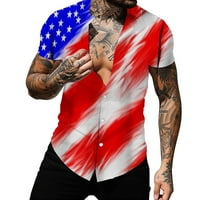 Košulje za muškarce vrhovi dan nezavisnosti Zastava 3D tiskani kardigan majica kratkih rukava