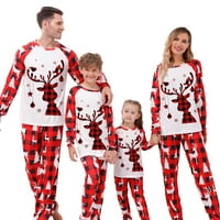 Porodica Kelajuan odgovara božićnom pidžamu, baby rhoper slovo Božićno drvce Elk Print dugih rukava