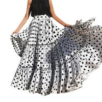 Ženska modna visoka struka polka tačka tiskana suknja labava haljina na ramenu na ramenu, m