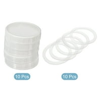Uxcell široki ustima plastični zidni jar sa silikonskim brtvenim prstenom, bijelim 1set pakovanjem
