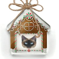 Ornament tiskan jednostrana geometrijska životinja Art Siamese Cat Božić Neonblond
