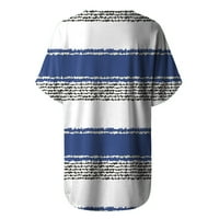 Ženski bluze Ženski povremeni V-izrez T-majica s kratkim rukavima, tiskana plus veličina Ljetna majica Tunic Top plave s