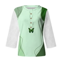 Košulje od apepala za žene na vrhu i bluze V izrez čipkaste rukave majice za žene mint zelene 5xl