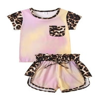 Inevenn Baby Boys Girls Leopard Print Tie-Dye Majica kratkih rukava + Elastične strugove