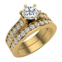 Vjenčani prsten set za žene poklon bo autentičnosti 14K Gold W opseg 1. CT