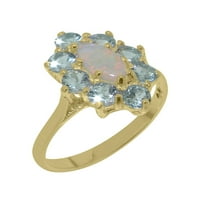 Britanci napravio 9K žuti zlatni prirodni prsten i akvamarinski ženski prsten - veličine opcija - veličine