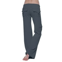 Dianli Women Workout Out Stretch Stretch dugme za struk Pocket Yoga Gremda o labavim hlače Yoga hlače