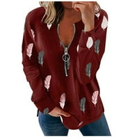 Kipliki Veleprodaja Trendy Woman V-izrez dugih rukava Tshin Ispiši labav bluza Zipper tops