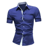 Yuwull muns casual kratkih rukava za spajanje kratkih rukava majice Slim Fit Solid Color T majica Plavi