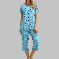 Cacommmark PI Ženska pidžama za spavanje pantalona za spavanje pantalone setovi štampane salona s kratkim