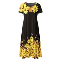 Twifer Ljetne haljine za žene Žene Ljeto Ležerne prilike Cvjetni prindan za kratkih rukava Cloresna