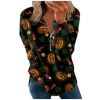 Dukseri za Halloween za žene Ženski kauzalni Zip pulover ovratnik duge rukave duge rukave Halloween