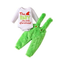 Grinch Baby Christmas Outfit Plish kombinezon monogramd Harpy dvodijelni