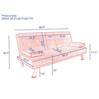 Modern Futon kauč na razvlačenje s preklopnim preklopima za ruke za ruke i dolje kauč sa držačima za