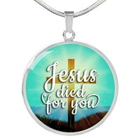 Isus je umrla za vas plavu krugu ogrlicu od nehrđajućeg čelika ili 18K zlata 18-22