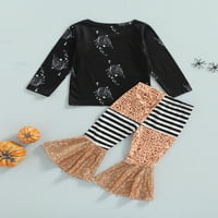 Toddler Baby Girl Halloween Outfit bundeve Print dugih rukava Majice + Leopard Sequins Flares hlače