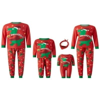 Suanret veseli božićnu porodicu podudaranje pidžama setovi s dugim rukavima božićni dinosaur tiskani