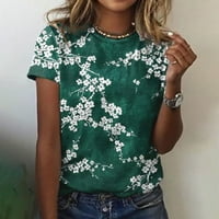 Ženski vrhovi modni casual okrugli vrat kratkih rukava s majicama majica za bluze zeleni xxxl