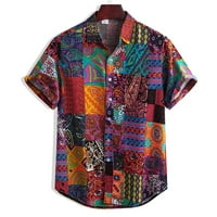 Toto Muške košulje za majice Muške šarene ljetne kratkih rukava Labavi gumb Havajska ležerna bluza